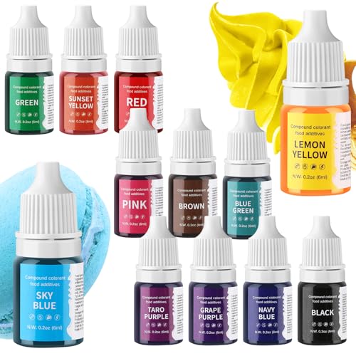 ORUZA Lebensmittelfarbe 12 Farben x 6ml, Flüssige Lebensmittel Farben Set,Hochkonzentrierte Lebensmittelfarben für Kuchendekoration, Backen, Kekse, Fondantieren, Macaron, Airbrush, DIY Seifen von ORUZA