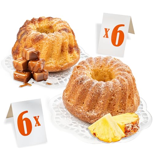 Ou Yes! 12 Stk. x 51 g – Mix Muffins 2 Sorten - mit Ananasstücken und mit Karamelstücken - Individuell verpackt - Packungen zum Direktverzehr - Nettogewicht 612 g von OU YES!