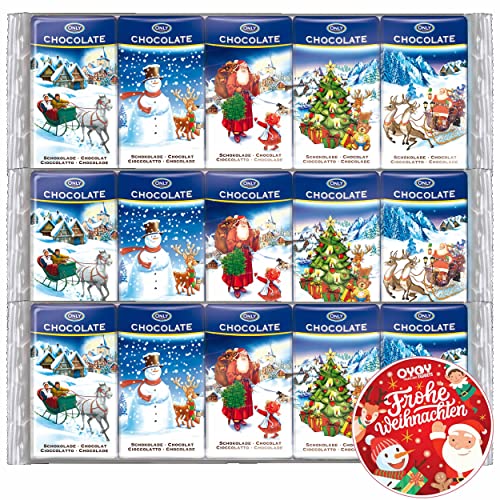 15x 15g OYOY Schokotäfelchen Weihnachten aus Milchschokolade I Schokoladentafel Weihnachten I Ideal als Adventskalender Füllung Kinder und als Nikolausstiefel oder Weihnachtsstiefel Füllung von OYOY