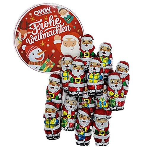 1x 100g Weihnachtsmänner aus Milchschokolade I ca. 14 Stück I Fair Trade Kakao I Ideal für Nikolausstiefel, Adventskalender, Weihnachtsteller oder Deko I mit OYOY Weihnachtssticker von OYOY