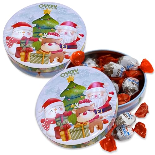 2er Set OYOY Geschenkbox Weihnachten gefüllt mit Kinder Schoko-Bons I Weihnachtsdosen mit je 150g Ferrero Kinder Schokobons I Ideal für Nikolaus Geschenke oder als Geschenkset Weihnachten von OYOY