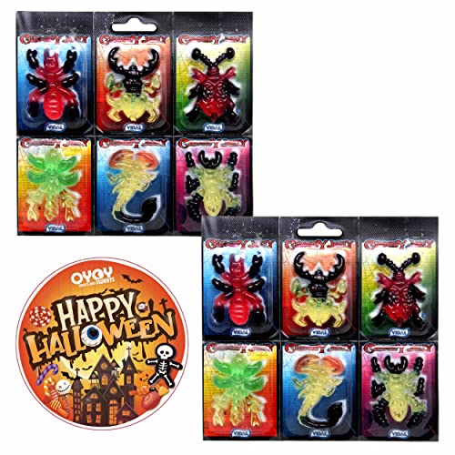 2x 6 Halloween Süßigkeiten Gruselig Creepy Jelly aus Fruchtgummi I bunte, gruselige Insekten I 12x 11g I plus OYOY Halloween-Sticker I Ideal für Halloweenparty oder Füllung des Süßigkeitenkorbs von OYOY