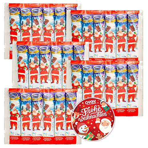 30x 15g OYOY Weihnachtsmann Schokolollies am Stiel aus Vollmilchschokolade I Schoko Nikolaus am Stiel I Ideal als Weihnachtsfeier Geschenke I Schoko Nikolaus Großpackung I Weihnachten Give Away von OYOY