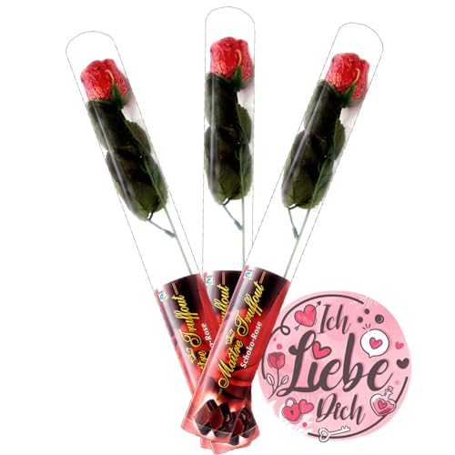 3x OYOY Liebes Schokolade Set mit edler Rose aus Schokolade von Maître Truffout und Sticker I Valentinstag Süssigkeiten I Geschenke für Mama I Geschenke für Frauen von OYOY