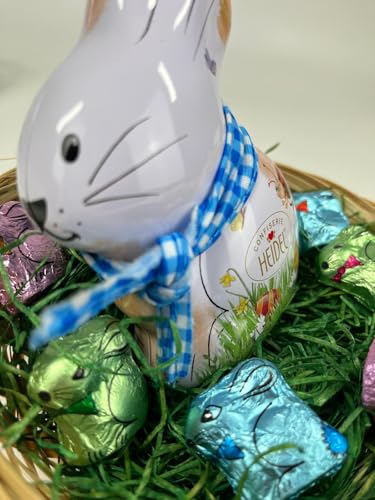 3x OYOY Osterkörbchen gefüllt mit Osterhäschen Geschenkdose mit Pralinencreme-Schokopralinen von Confiserie Heidel und kleinen bunten Osterhasen I Ostern Süßigkeiten von OYOY