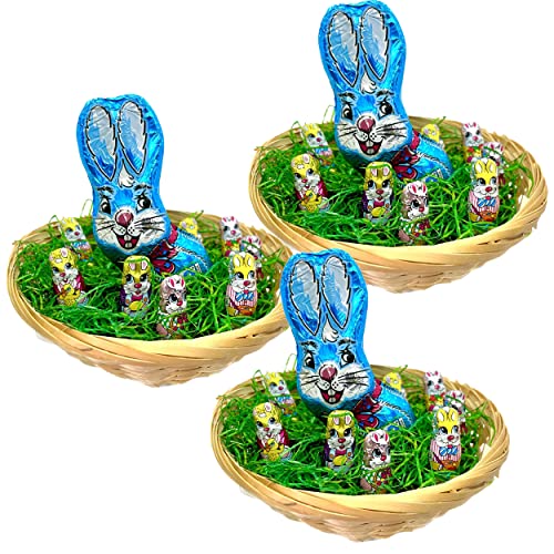 3x Osternest gefüllt mit 3x Only Osterhase in blau und 3x Only kleine Osterhasen I Milchschokolade I Fair Trade Kakao I Osternest befüllt mit Osterhase Schokolade I kleines Ostergeschenk für Kinder von OYOY