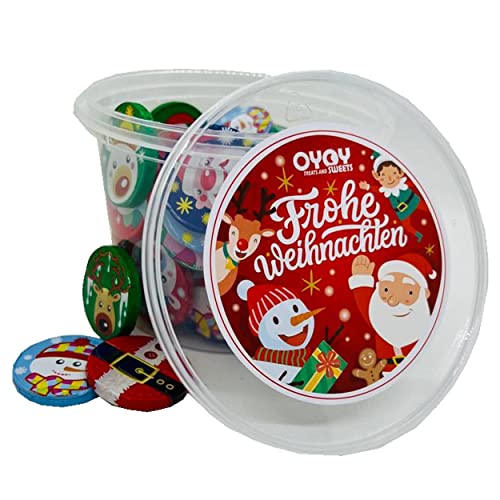 425g Schokotaler Weihnachten aus Milchschokolade im Partybucket I ca. 60 Stück I Ideal als schokoladige Weihnachtsfeier Deko, kleine Geschenke für Kollegen, Adventskalender Füllungen von OYOY