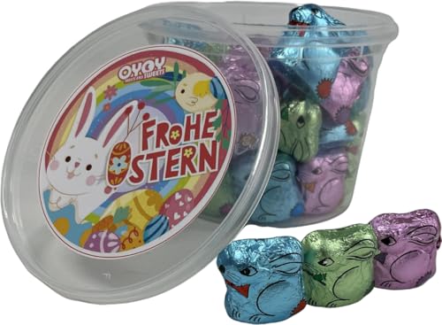 OYOY bunte Osterhäschen I 480g in Geschenkbox I mini Osterhasen in zarten Pastelltönen I kleine Ostergeschenke Schokolade I Ostergrüße I Ostern Geschenkset von OYOY