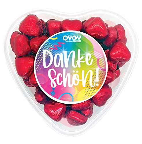 500g Schokoherzen aus Milchschokolade I ca. 65 Stück I Fair Trade Kakao I in einer Dankeschön-Geschenkbox I Dose in Herzform I Ideal um einen kleinen Gruß zu senden von OYOY