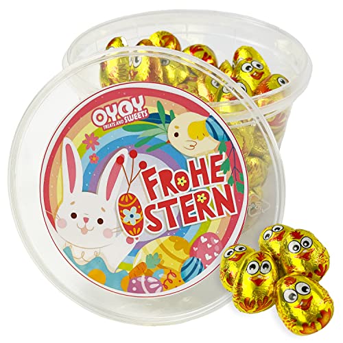 500g goldene Küken aus Milchschokolade I ca 70 Stück I Fair Trade Kakao I in einer Ostern-Geschenkbox I mini Osterküken aus Schokolade I Ostersüßigkeiten I Osterschokolade I Schokoladengeschenk Ostern von OYOY