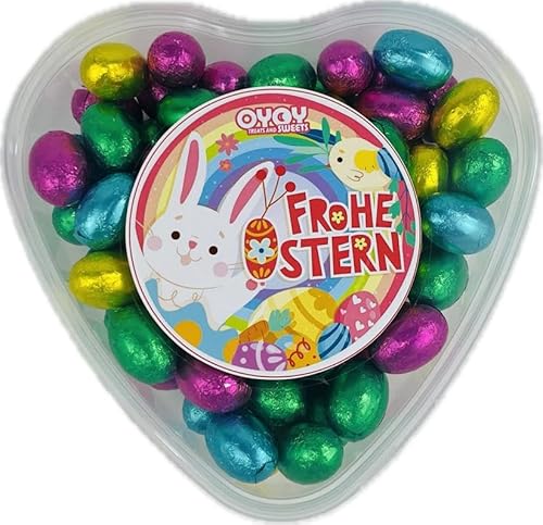 500g kl. bunte Ostereier aus Milchschokolade mit Haselnusscremefüllung I ca. 72 Stück I in Ostern-Geschenkbox I mini Schokoladeneier I Ostersüßigkeiten I Osterschokolade I Schokoladengeschenk Ostern von OYOY