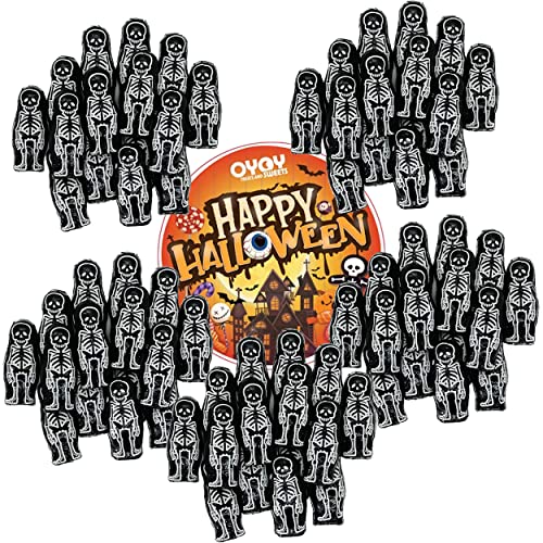 OYOY 5x 84g Halloween Schokolade Skelette aus Milchschokolade I ca. 63 Stück I plus gruseligen Halloweensticker von OYOY