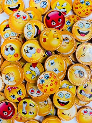 OYOY Emoji Schokolade Set mit 255g Smiley Schokotaler I ca. 39 Schokoladentaler aus Milchschokolade I Gastgeschenke Schokolade I Emoji Mitgebsel Kindergeburtstag von OYOY