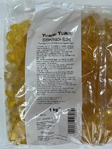 OYOY Gummibärchen Weihnachten Set I 1kg Eierpunsch Elche mit OYOY Geschenkbox Weihnachten I Gummibärchen Weihnachten I Nikolaus Geschenke I Weihnachtssüßigkeiten von OYOY