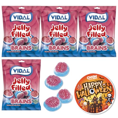 OYOY Halloween Gehirne Süßigkeiten Set I 4x 90g Halloween Süßigkeiten I Fruchtgummi Gehirne I Halloween Candy I plus gruseligen Halloween Sticker von OYOY