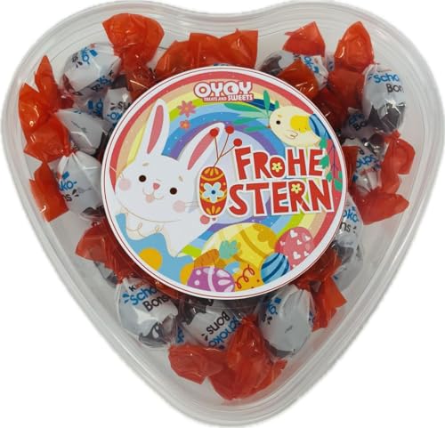 OYOY Oster Schokolade Geschenkset I Herzdose Frohe Ostern gefüllt mit 300g Kinder Schokobons I Ostern Süßigkeiten Geschenkset I Kinder Schokolade Geschenk von OYOY