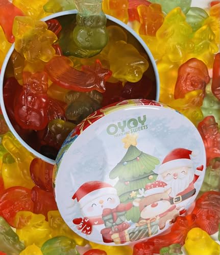 OYOY Weihnachts Gummibärchen Set I 1kg Fruchtgummi Weihnachten Mischung mit OYOY Geschenkbox Weihnachten I Fruchtgummi Weihnachtsfiguren klein I Weihnachten Süßigkeiten von OYOY