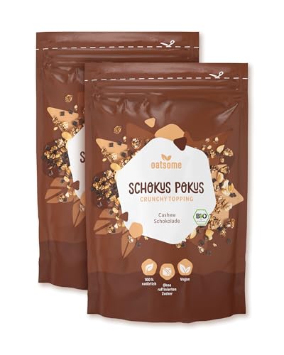 OATSOME® 2er Bundle Schokus Pokus | Crunchy Toppings | Schokolade & Cashew | Extra Crunchy | Zum Toppen Für Joghurt, Bowls & Müsli | Granola | Vegan | Ohne Zuckerzusatz | Bio & 100% Natürlich | 2x230g von Oatsome