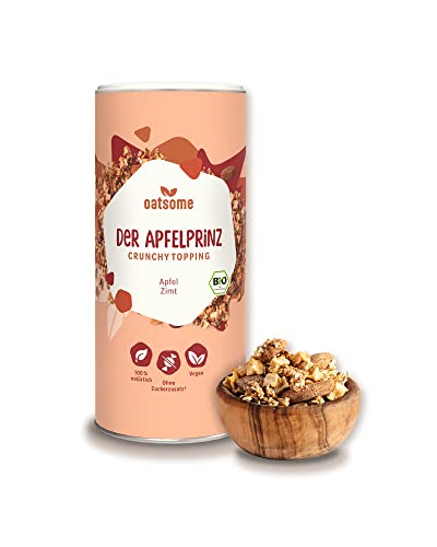 Oatsome Crunchy Topping 'Apfelprinz' für Smoothie Bowl & Müsli - Apfelstücke, Mandeln, Datteln - extra crunchy, ohne raffinierten Zucker (Bio Qualität, 220g) von Oatsome