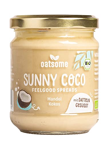 Oatsome Kokos/Mandelmus - Frühstück Brotaufstrich, vegan, zuckerfrei, 100% natürlich (Sunny Coco, 400g) von Oatsome