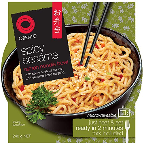 Obento Spicy Sesame Ramen Noodle Bowl, Fertiggericht für die Mikrowelle, 240 g von Obento