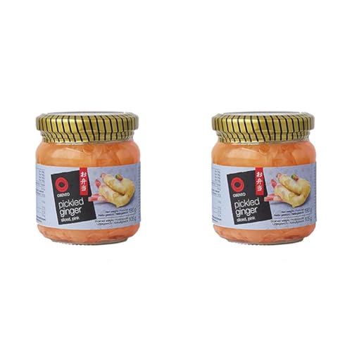 Obento Sliced Pickled Ginger Pink (Eingelegter Ingwer Pink in Scheiben), 190 g (2er Pack) von Obento