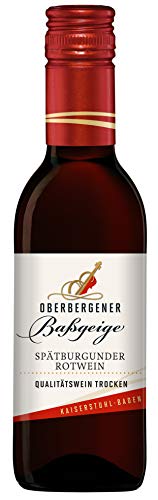 Oberbergener Baßgeige Spätburgunder QbA feinherb, 0,25l I Fruchtig mit Wald- & Brombeere I Ideal zu Wild & Lamm I 4-5 Jahre Lagerdauer von Oberbergener Baßgeige