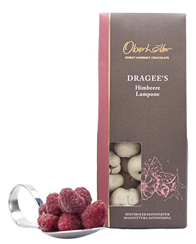 Oberhöller Dragee mit weißer Schokolade überzogene Himbeeren, 100 g - 100% gentechnikfrei, ohne Konservierungsmittel, Qualitätsprodukt Made in Südtirol von Oberhöller Finest Gourmet Chocolate