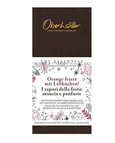 Oberhöller gefüllte Feinbitterschokolade mit Weihnachtstraum mit Orange-Lebkuchen, 70 g - gentechnikfrei, ohne Konservierungsmittel, Bean-to-Bar - Qualitätsprodukt Made in Südtirol von Oberhöller Finest Gourmet Chocolate