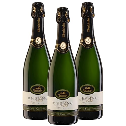 Oberkircher Winzer Riesling Sekt brut - COLLECTION OBERKIRCH Exklusiv - ein hochwertiger und eleganter Riesling Winzersekt - Badischer Sekt, Anbaugebiet Ortenau (3 x 0,75l) von Oberkircher Winzer