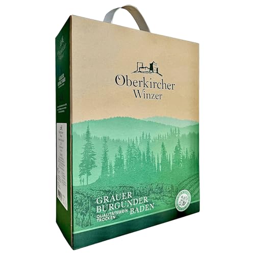 Oberkircher Winzer Wein-Box Grauburgunder - Weißwein trocken 3 Liter, Fruchtaromen & feine Kräuter, beliebte Weinsorte, deutscher Qualitätswein aus Baden 1 x 3,0 l Bag-in-Box von Oberkircher Winzer