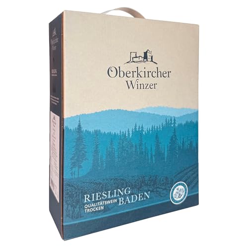 Oberkircher Winzer Wein-Box Riesling - Weißwein trocken 3 Liter, Zitrusaromen & Kräuter Nuancen, deutscher Qualitätswein aus Baden, 1 x 3,0 l Bag-in-Box von Oberkircher Winzer