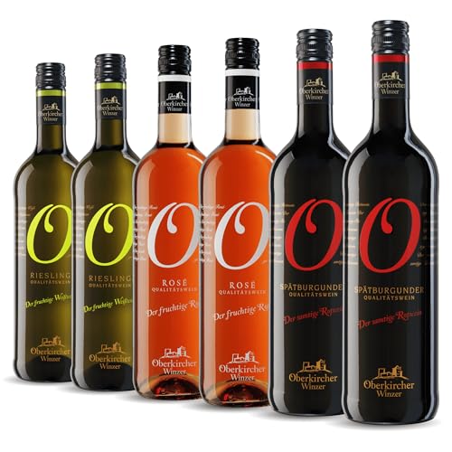 Oberkircher Winzer Wein-Paket COLLECTION "O" - Weißwein (Riesling), Rosé & Rotwein feinherb - mild im Geschmack, ideal als Wein-Geschenk, deutscher Wein aus Baden (6 x 0,75l) von Oberkicher Winzer