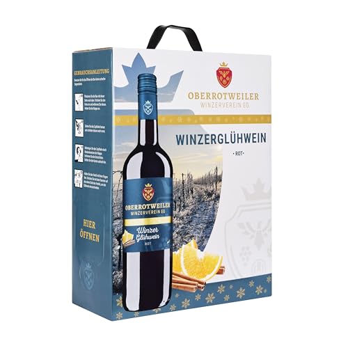 Oberrotweiler Wein-Box Glühwein 3 Liter - Winzerglühwein aus Rotwein Cuvée (12% vol.) mit fruchtig würziger Note & weihnachtlichen Gewürzen (1 x 3,0 l Bag-in-Box) von Oberrotweiler Winzerverein eG