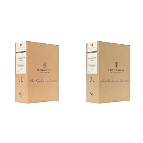 Oberrotweiler Wein-Box Spätburgunder 3 Liter QbA trocken - Rotwein trocken, ausdrucksstark und saftig im Geschmack - Badischer Wein, Anbaugebiet Baden (1 x 3,0 l Bag-in-Box) (Packung mit 2) von Oberrotweiler Winzerverein eG