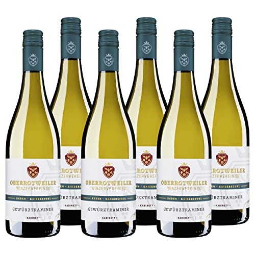 Oberrotweiler Gewürztraminer Kabinett - Weißwein lieblich, süß und fruchtig im Geschmack - Badischer Wein, Anbaugebiet Kaiserstuhl (6 x 0,75 l) von Oberrotweiler Winzerverein eG