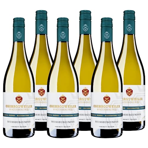 Oberrotweiler Weißer Burgunder Kabinett trocken - Weißwein trocken, zart im Geschmack - Badischer Wein, Anbaugebiet Kaiserstuhl (6 x 0,75 l) von Oberrotweiler Winzerverein eG