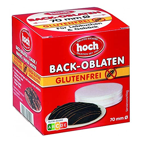 Hoch | runde Back Oblaten | 70 mm | 50 g pro Packung | 1er Pack | Glutenfrei | Vegan | Esspapier zum Backen von Makronen & Lebkuchen von hoch