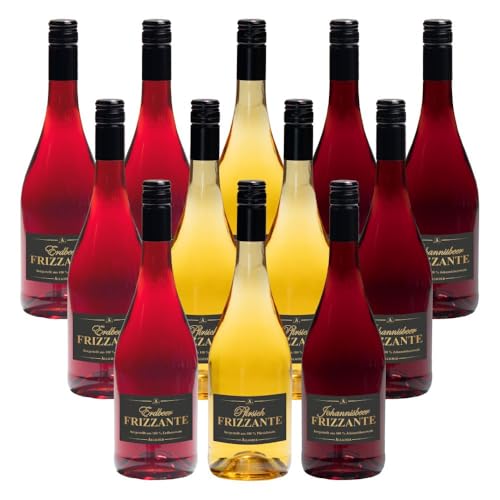 ALLACHER Frizzante/Secco-Mix – Erdbeer & Pfirsich & Johannisbeer - hergestellt aus 100% Fruchtwein – erfrischender Fruchtsecco 7% vol. - Frizzante Aperitif - ideale Geschenkidee (12 x 0,75 l) von Obstland-Kellerei ALLACHER