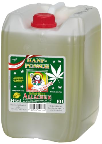 Allacher Hanf Punsch extra strong 14% vol. trinkfertig - 10L Kanister - Großmenge ideal für Weihnachtsmarkt, Christkindlmarkt, Adventmarkt - Winter Heißgetränk - Frucht Punsch von Obstland-Kellerei ALLACHER