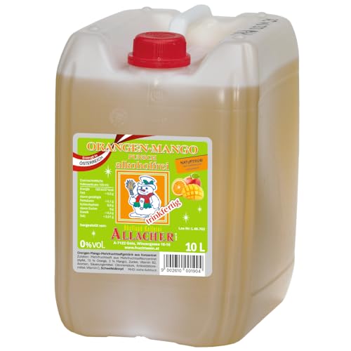 Allacher Orangen-Mango Punsch naturtrüb alkoholfrei - Kinderpunsch trinkfertig - 10L Kanister - Großmenge ideal für Weihnachtsmarkt, Christkindlmarkt - Winter Heißgetränk ohne Alkohol von Obstland-Kellerei ALLACHER