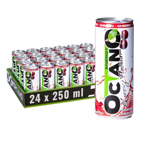 Octano Energy | Cherry | Kirsche | Koffeinhaltiger Energy Drink mit Kirschgeschmack | 250ml pro Dose | 24er Palette | Preis inklusive 6 € Dosenpfand | 31,5 mg Koffein pro 100ml von Octano Energy