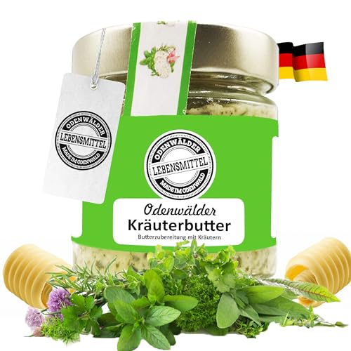 Odenwälder Lebensmittel - Premium Kräuterbutter mit echten Kräutern - hochwertige Kräuter Butter - Made in Germany - 150 g von Odenwälder Lebensmittel