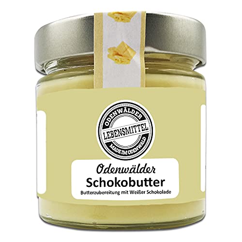 Odenwälder Lebensmittel Schokobutter Weiß mit echter weißer Schokolade, cremig & fein, 100% Natur, Ideal als Brotaufstrich & zum Backen – Made in Germany – 150g von Odenwälder Lebensmittel