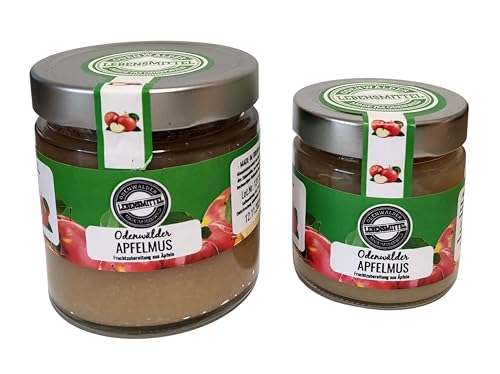 Odenwälder Lebensmittel Apfelmus aus regionalen Äpfeln, 100% Naturbelassen & ohne Zuckerzusatz, Geschmackvoll, Frisch & nachhaltig im Glas – Made in Germany (180g) von Odenwälder Lebensmittel