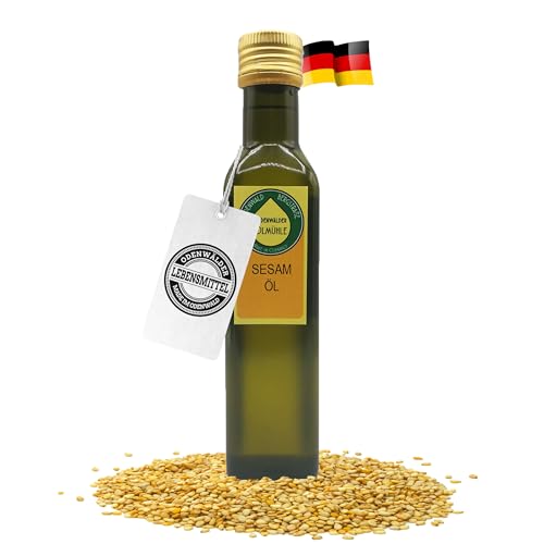 Odenwälder Lebensmittel Premium Sesam-Öl, Kaltgepresstes Sesamöl, einzigartiger Geschmack, Ideal zum Anbraten & für Dressings - Made in Germany – 250ml von Odenwälder Lebensmittel