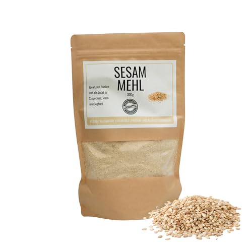 Odenwälder Lebensmittel - 300 g Premium Sesammehl - vegan - made in Germany - fein gemahlene Sesamsamen - teilentölt mit viel Protein von Odenwälder Lebensmittel