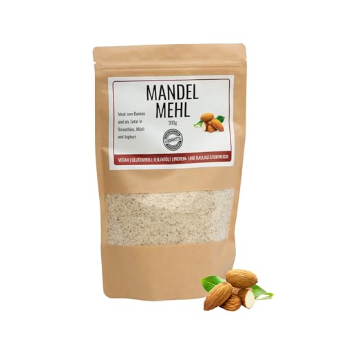 ODENWÄLDER LEBENSMITTEL Premium Mandelmehl, Proteinreich & 100% Natürlich, fein gemahlene Mandeln Vegan & Teilentölt - Made in Germany - 300g von Odenwälder Lebensmittel