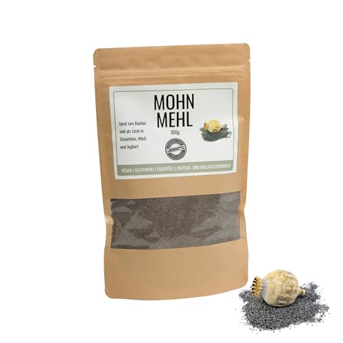 Odenwälder Lebensmittel Premium Mohnmehl, 100% natürliches & Proteinreiches Mehl, Fein gemahlen, Ideal zum Backen, für Smoothies & Müsli, Glutenfrei, Ballaststoffreich - Made in Germany – 300g von Odenwälder Lebensmittel