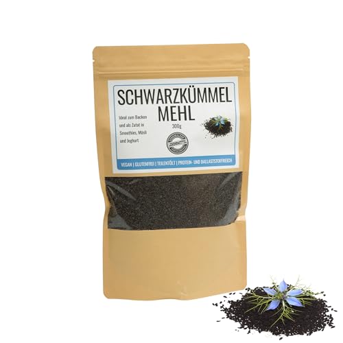 Odenwälder Lebensmittel - 300g premium Schwarzkümmelmehl Made in Germany - fein gemahlene Schwarzkümmelsahmen Vegan und teilentölt mit viel Protein von Odenwälder Lebensmittel